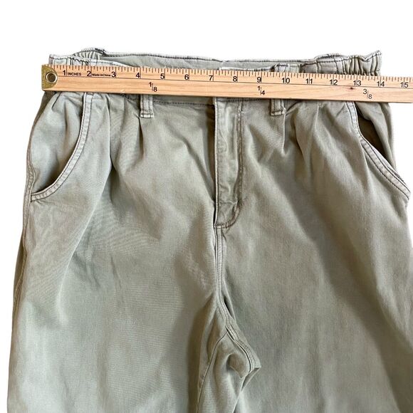 American Eagle Paperbag Pants Women Sz 10 Green High Rise Relaxed Coastal - Picture 4 of 7